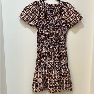 Maeve Brown and White Smocked Tiered Sundress